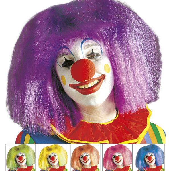 Parrucca Liscia da Clown Colori Assortiti