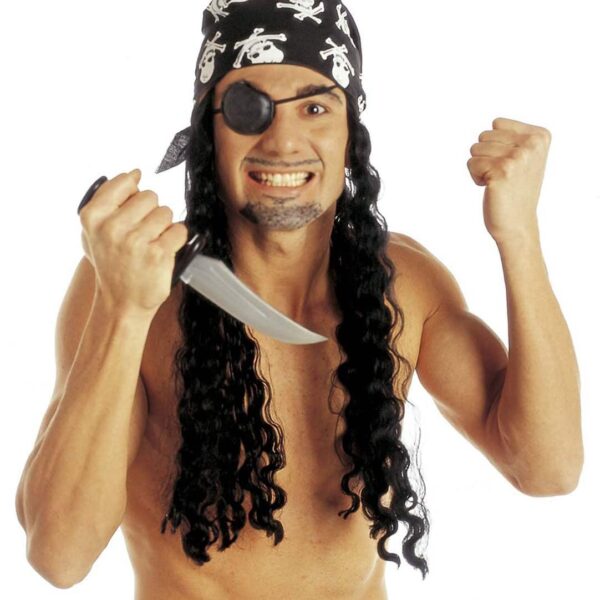 Parrucca Nera da Pirata con Bandana