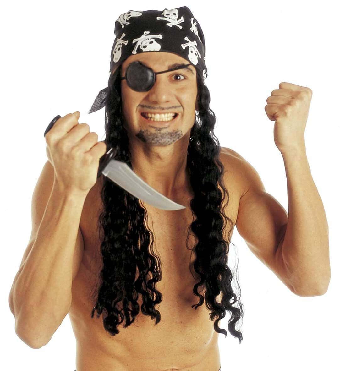 Parrucca Nera da Pirata con Bandana