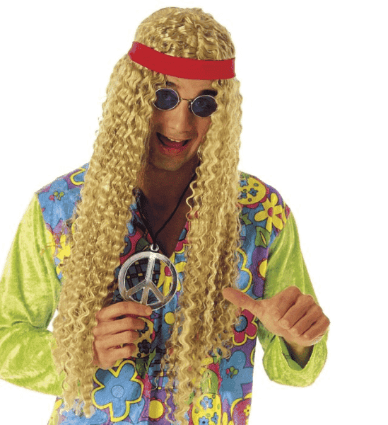 Parrucca da Hippie Riccia Lunga