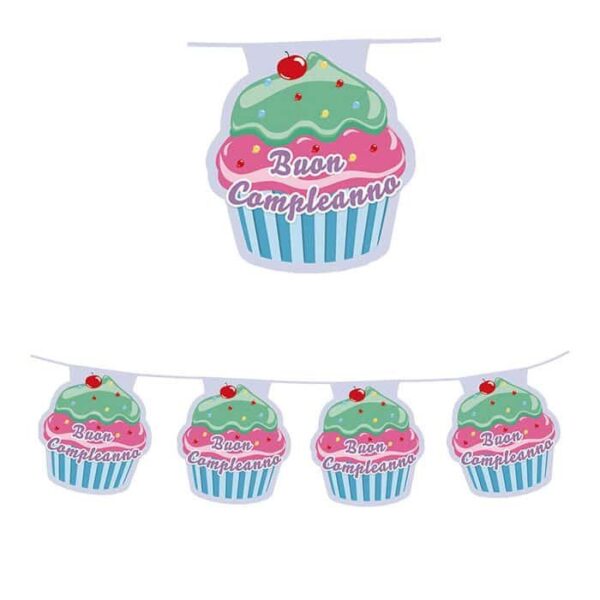 Festone Bandierina Cupcake Buon Compleanno