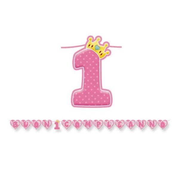 Festone Scritta Maxi Primo Compleanno Rosa