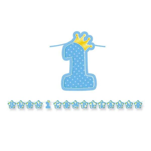 Festone Scritta Maxi Primo Compleanno Azzurro