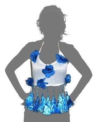 Top Bianco con Fiori Blu Hawaiani