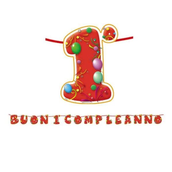 Festone Scritta Maxi Primo Compleanno Rosso
