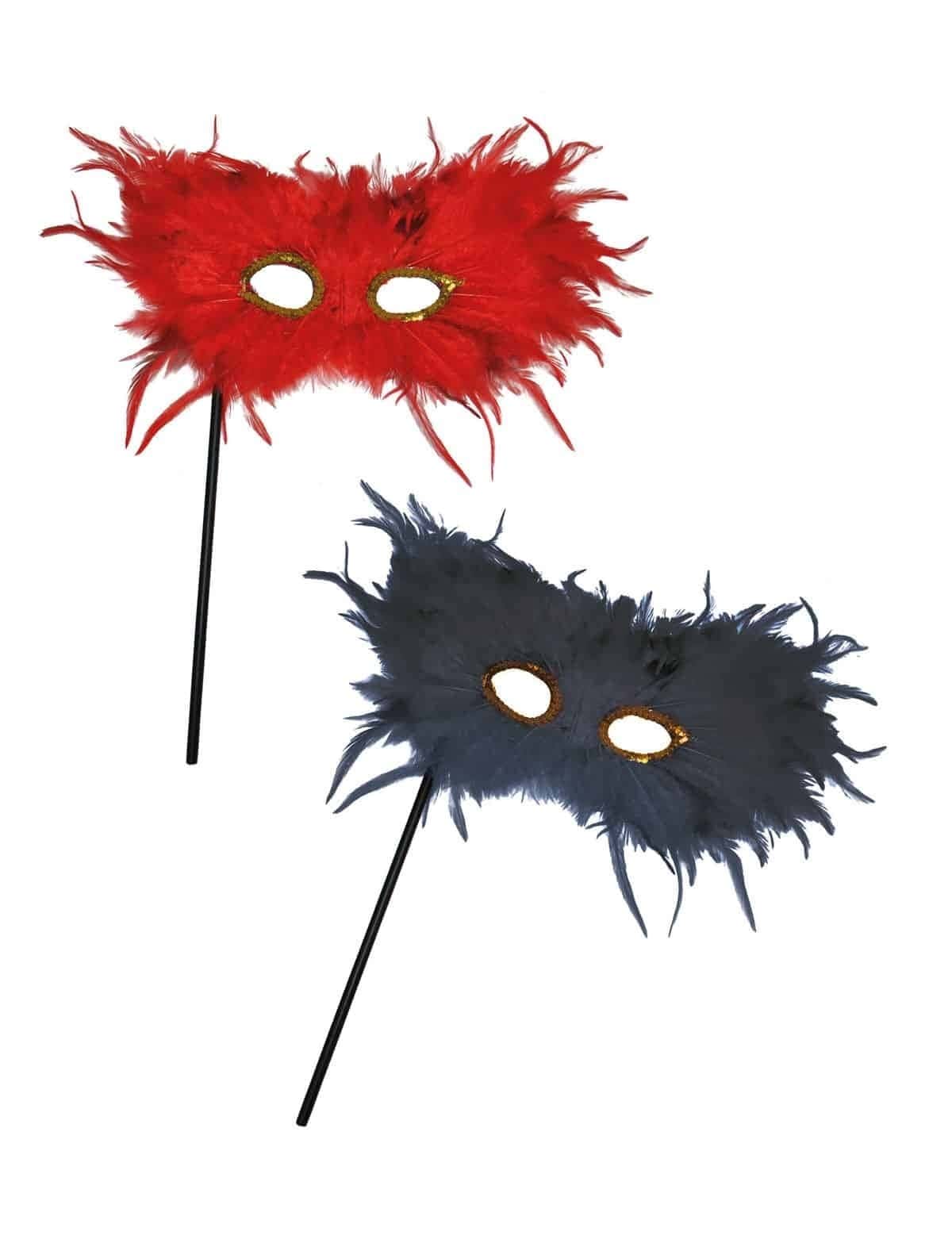 Maschera Rossa o Nero Con Piume
