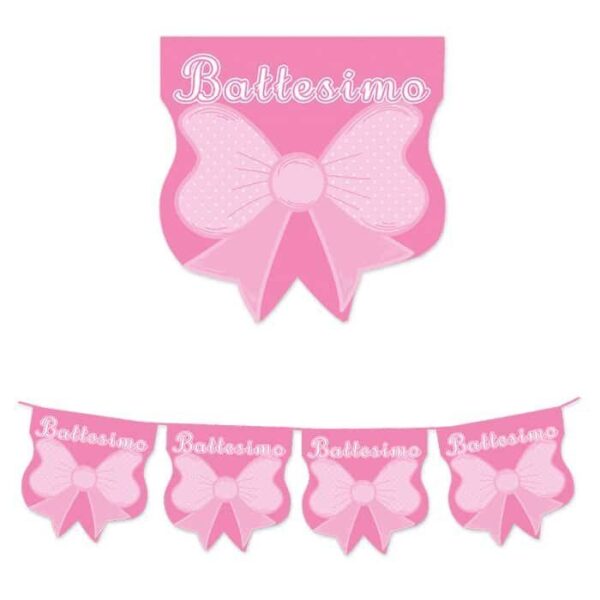 Festone Bandierina Battesimo Baby Rosa