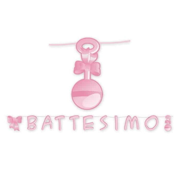 Festone Scritta Maxi Battesimo Rosa