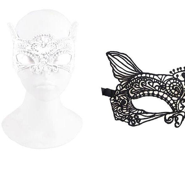 Maschera da Gatta in Pizzo Nera o Bianca Assortite