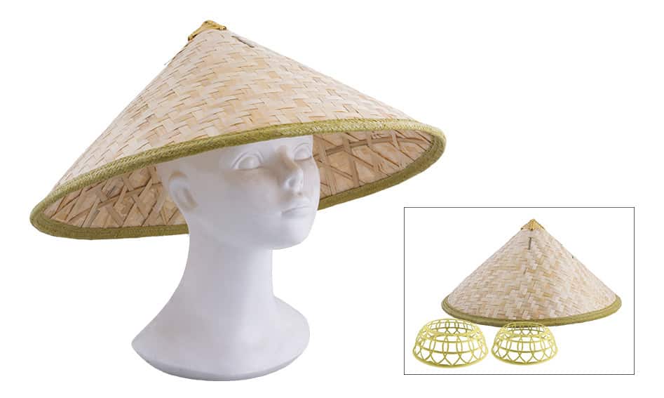 Cappello asiatico antico / cappello cinese. Cappello di bambù tessuto.  Cappello coloniale / Arredamento Hacienda -  Italia