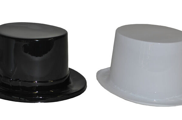 Cappello Cilindro Nero o Grigio in Plastica