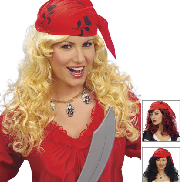 Parrucca Mossa Lunga da Piratessa Colori Assortiti