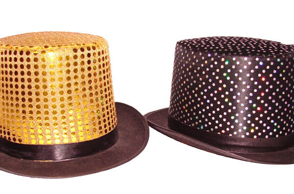 Cappello Cilindro Nero o Oro in Paillettes