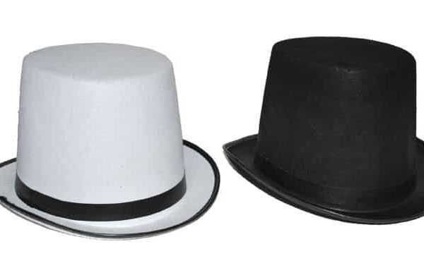 Cappello a Cilindro Nero o Bianco in Feltro