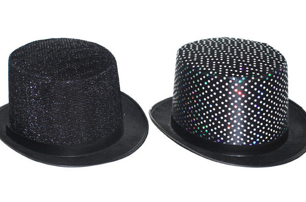 Cappello Cilindro Nero con Brillantini o Paillettes