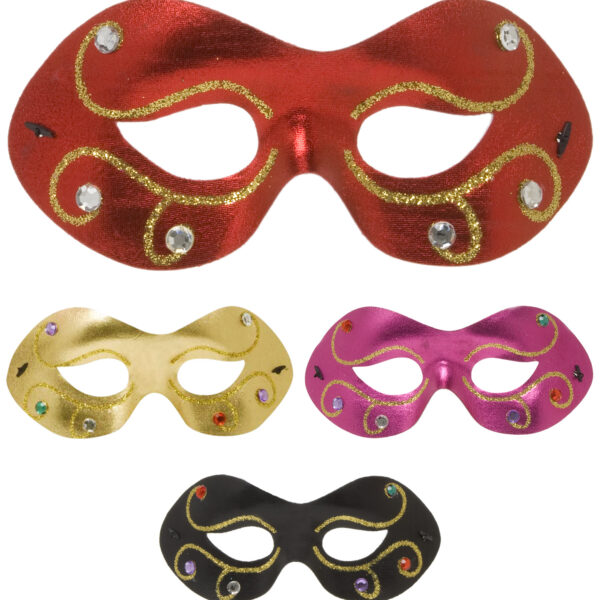 Maschera Domini con Glitter e Gemme Colori Assortiti
