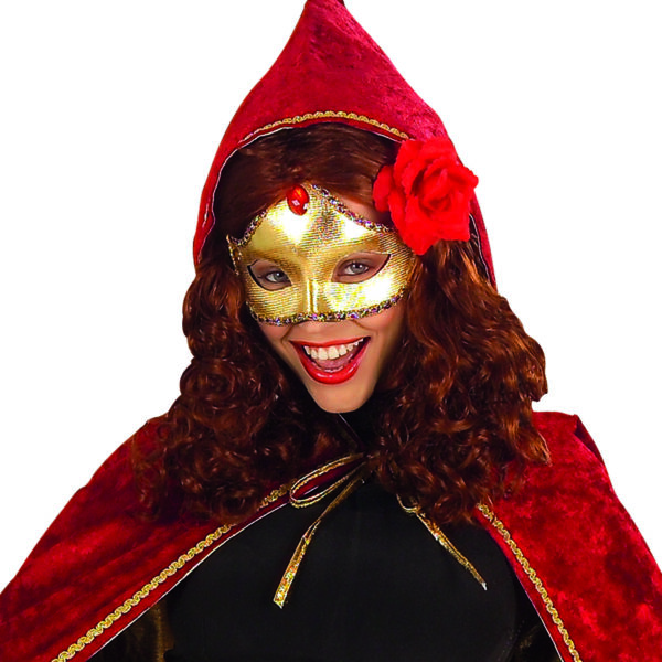 Maschera Domino Metallizzata con Gemma Colori Assortiti