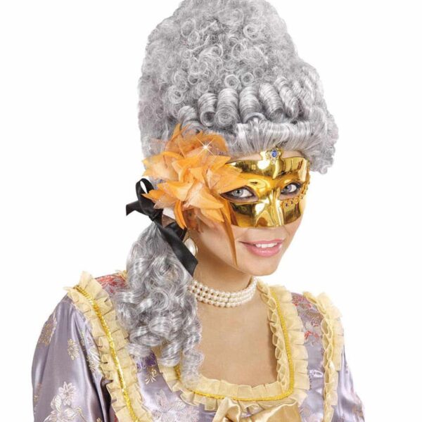 Maschera Domino Oro con Fiore