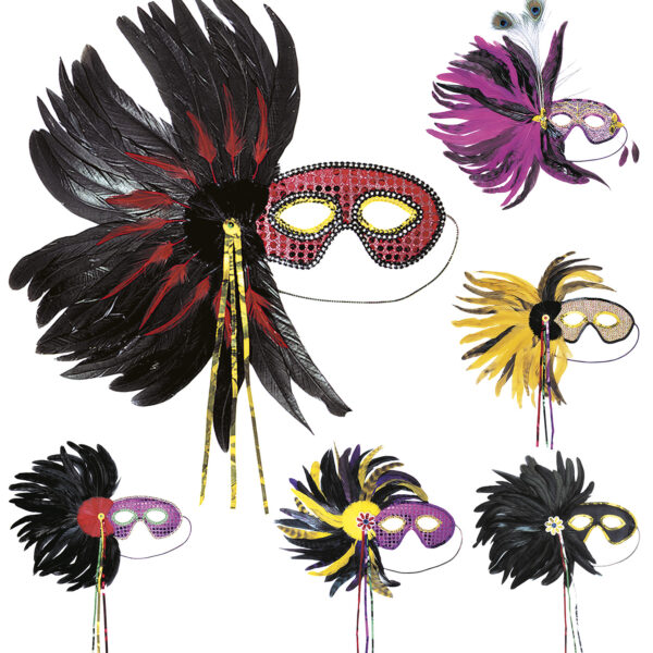 Maschera Domino Con giro di Piume Vari Modelli