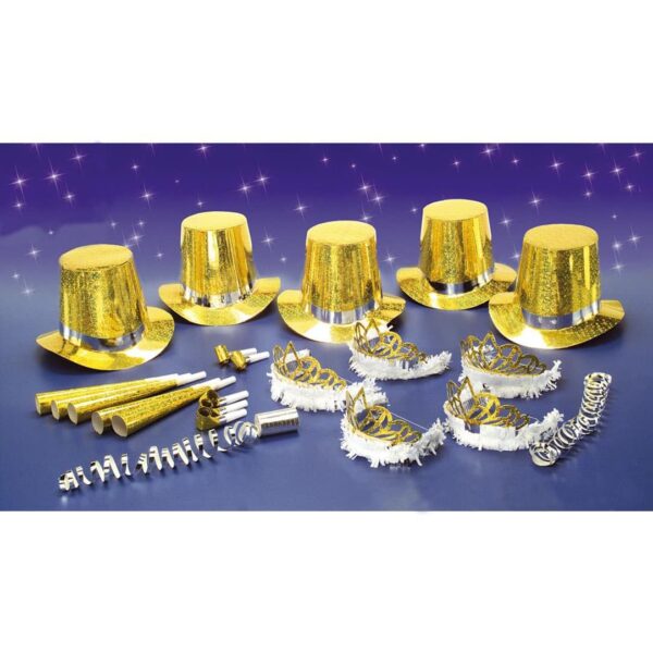 Set Cappellini e Trombette Party Oro