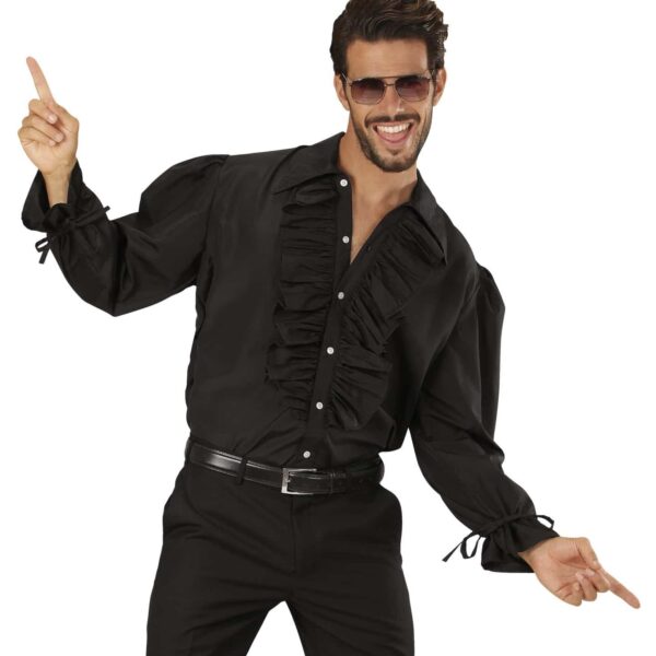 Camicia Nera da Uomo con Ruches