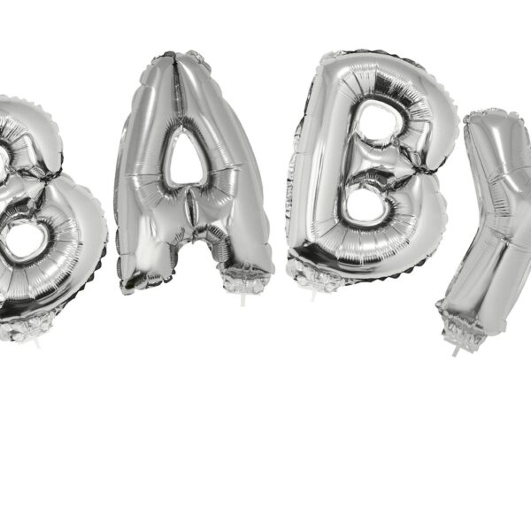 Palloncino Mylar Argento Scritta Baby