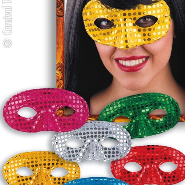 Maschera Domino con Paillettes Colori Assortiti