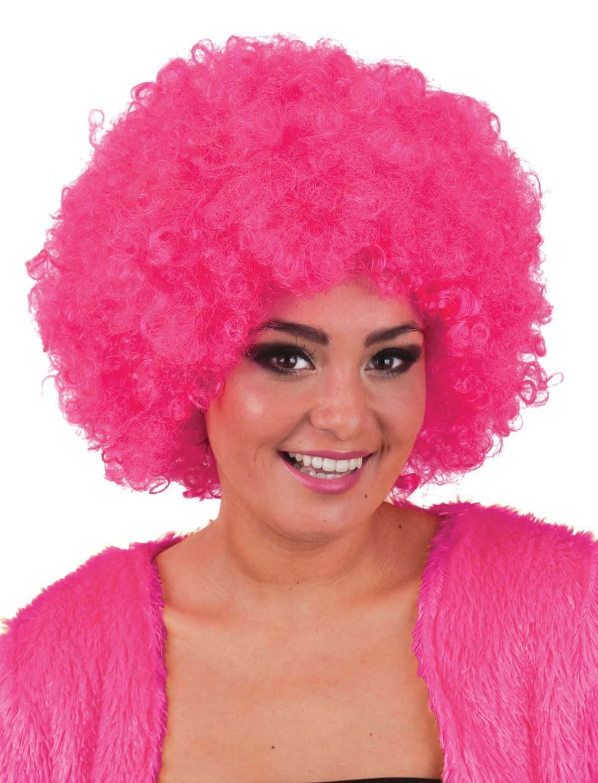 Parrucca Fucsia Hippie Afro