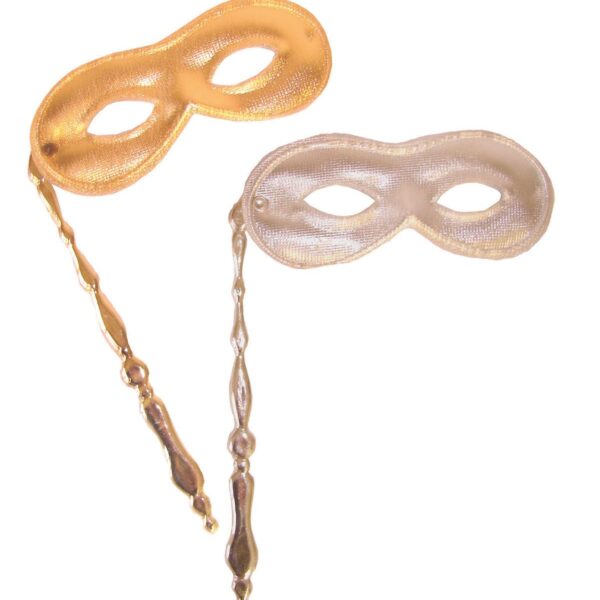 Maschera Domino con Bastoncino Colori Assortiti