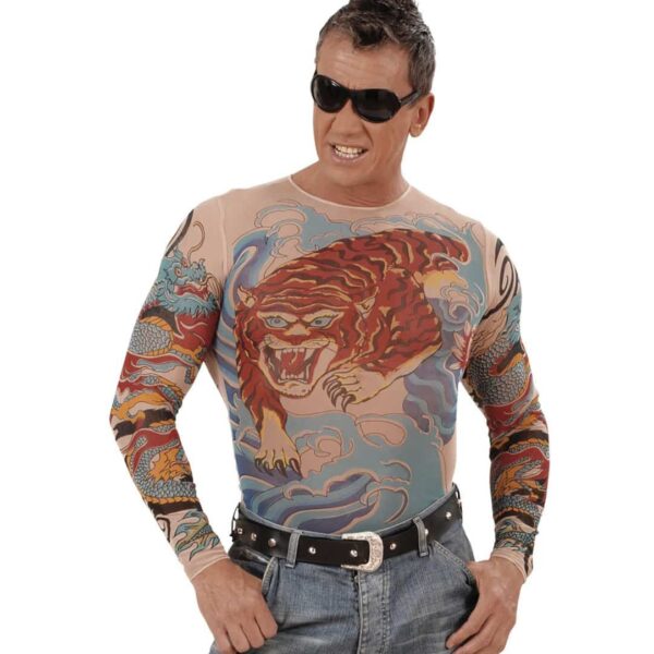 Camicia Uomo Tatuata con Tigre e Drago