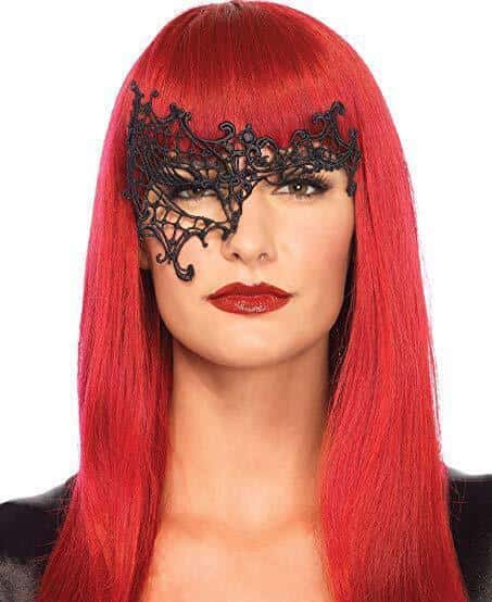 Maschera Nera Veneziana Mezzo viso in Lattice