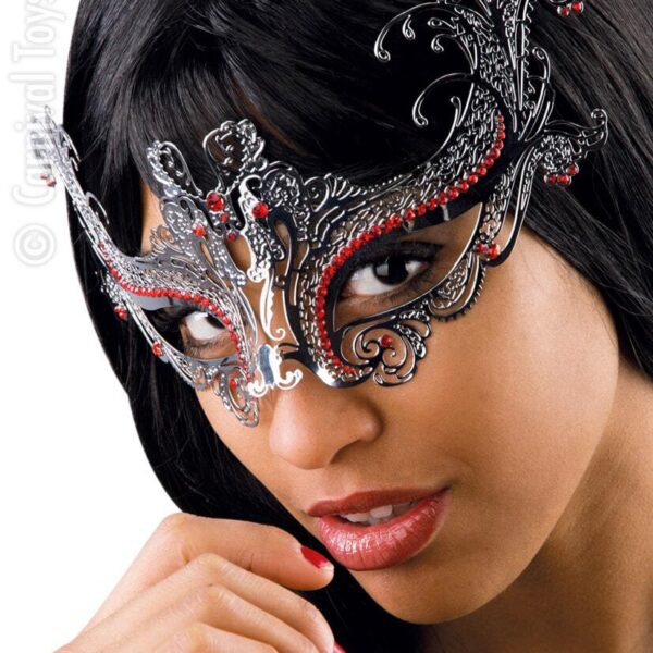 Maschera in Metallo Gotica Nera con Strass