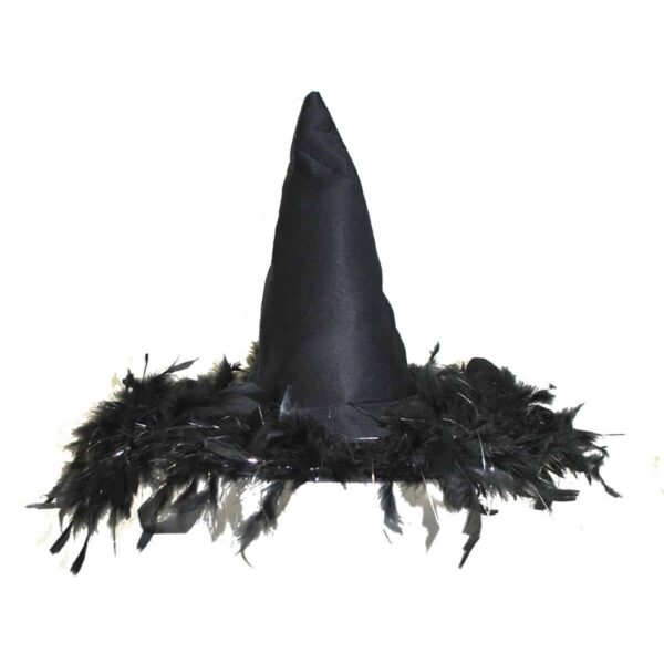 Cappello Nero da Strega con Piume