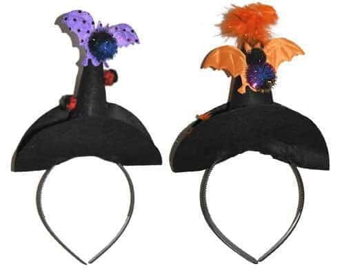 Mini Cappello Nero da Strega con Pipistrelli
