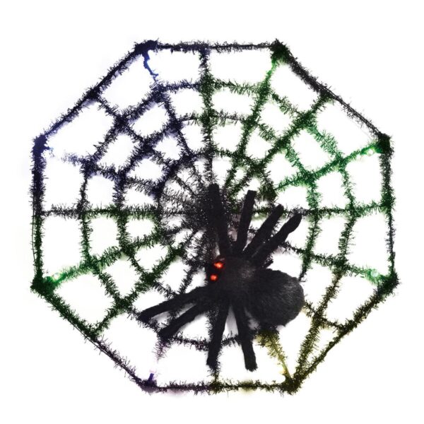 Ragnatela in Plastica Nera e Verde con Ragno