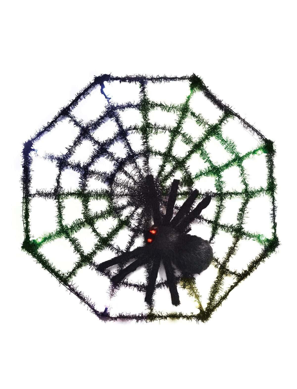 Ragnatela in Plastica Nera e Verde con Ragno