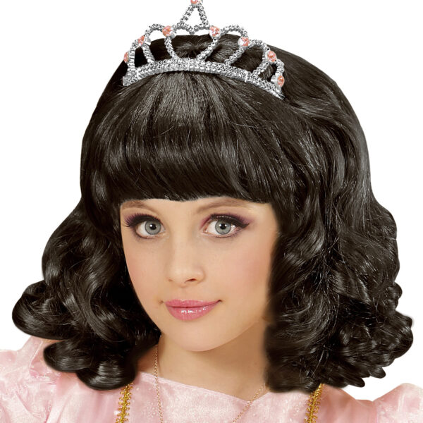 Parrucca Nera da Principessa con Coroncina