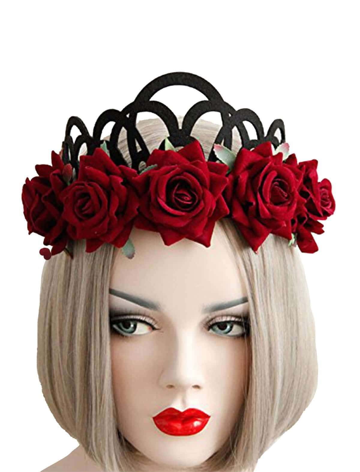 Corona Nera con Rose Rosse