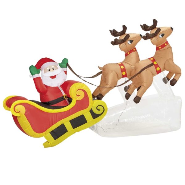Babbo Natale con Renne Gonfiabile Luminoso
