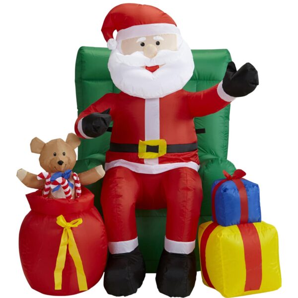 Babbo Natale sul Trono Gonfiabile Luminoso e Sonoro