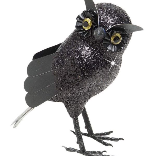 Gufo Nero Glitter Gigante