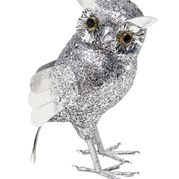 Gufo Argento Glitter Gigante