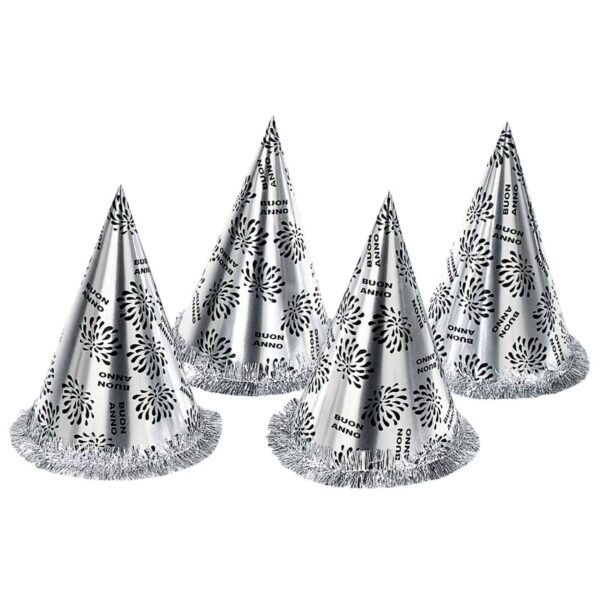 Cappello in Carta Cono Argento Buon Anno