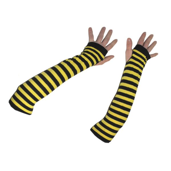 Guanti Righe Nere e Giallo Senza Dita