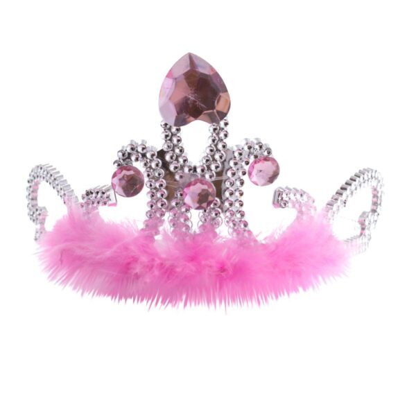 Coroncina Argento con Gemme e Marabou