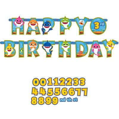 Festone Sagomato Happy Birthday dei Baby Shark