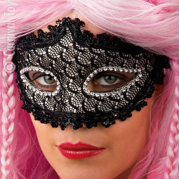 Maschera Colombina Bianca in Pizzo Nero