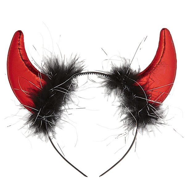Corna da Diavolo Rosse con Marabou e Fili di Lame