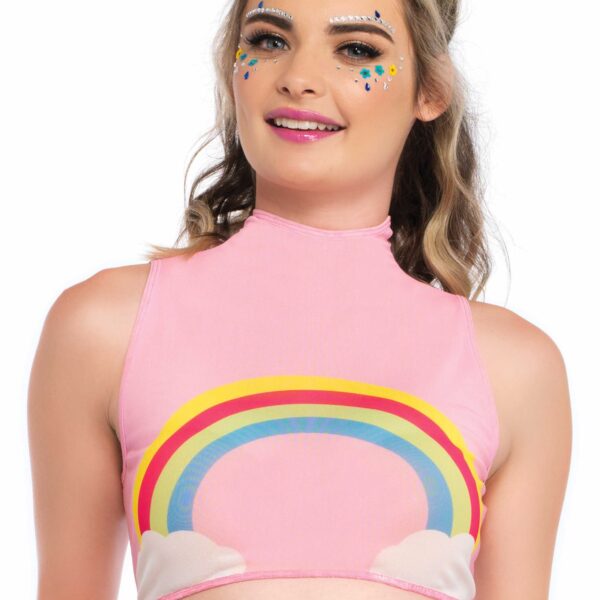 Top Rosa Corto con Arcobaleno