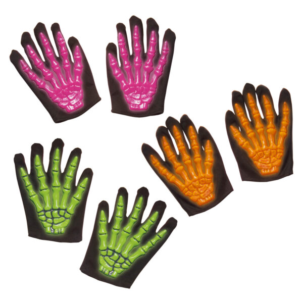 Guanti da Scheletro Fluorescenti Bambino Colori Assortiti